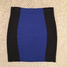 Express Skirt Size 2 Blue Black Knee Length Unlined Pencil