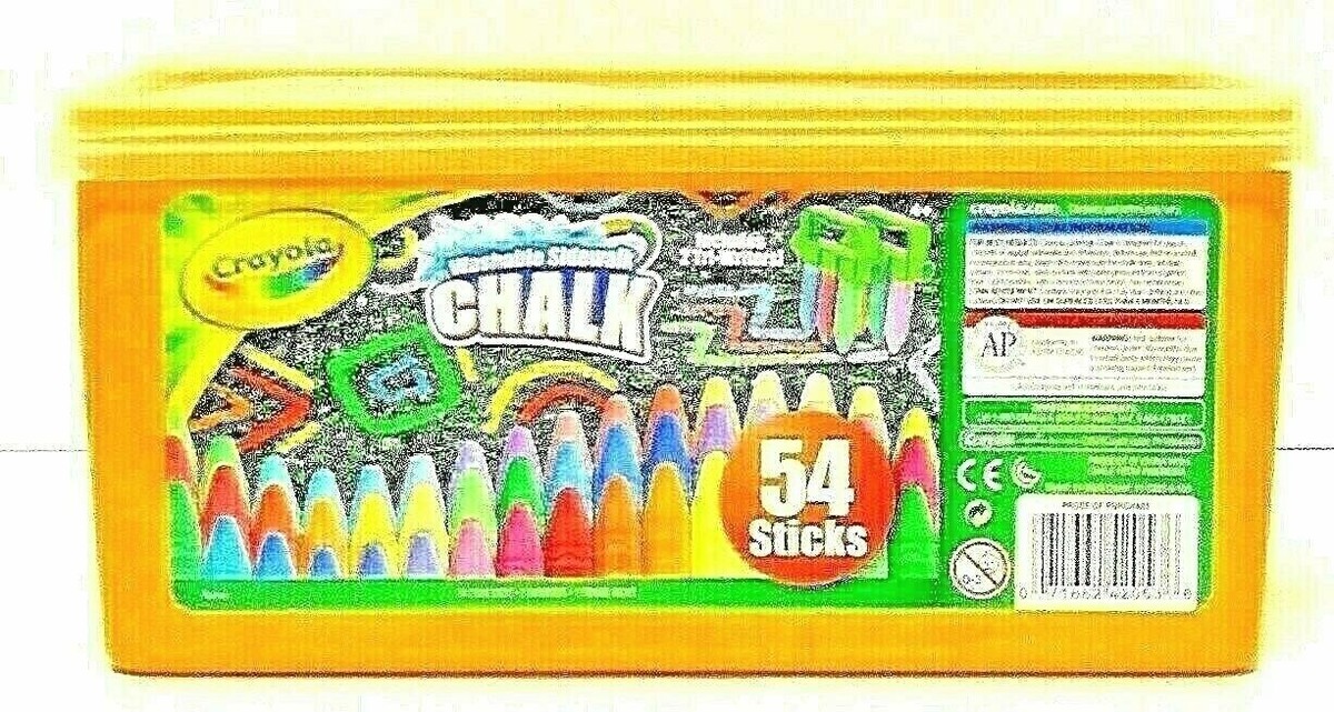 CRAYOLA WASHABLE SIDEWALK CHALK 54 DIFFERENT COLORS IN PLASTIC