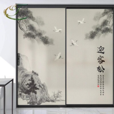Retro Chinesischer Stil Fenster Folie Mattiert Privatsphäre Statisch Haften Glas