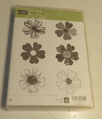 Stampin' Up ! Cling Stamp Set USED Missing 2 TWO Pcs Flower Shop 130942 Boxed