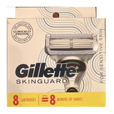 Gillette Skinguard For Sensitive Skin Razor Blade Refills - 8 Cartridges NIB