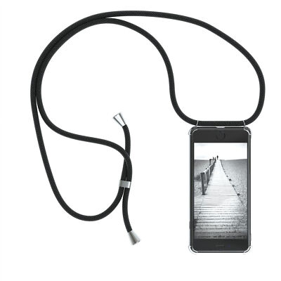 Für Huawei P Smart (2019) Hülle mit Kette Band Soft Case zum Umhängen Schwarz