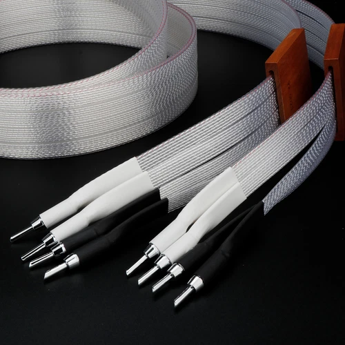 Pair Silver Plated OFC Copper Speaker Cable HiFi Loudspeaker Cord & Banana Plug - Picture 11 of 25
