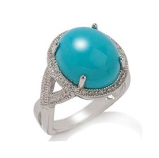 Ramona Singer Sterling Silver Turquoise and Diamond Ring - Size 6