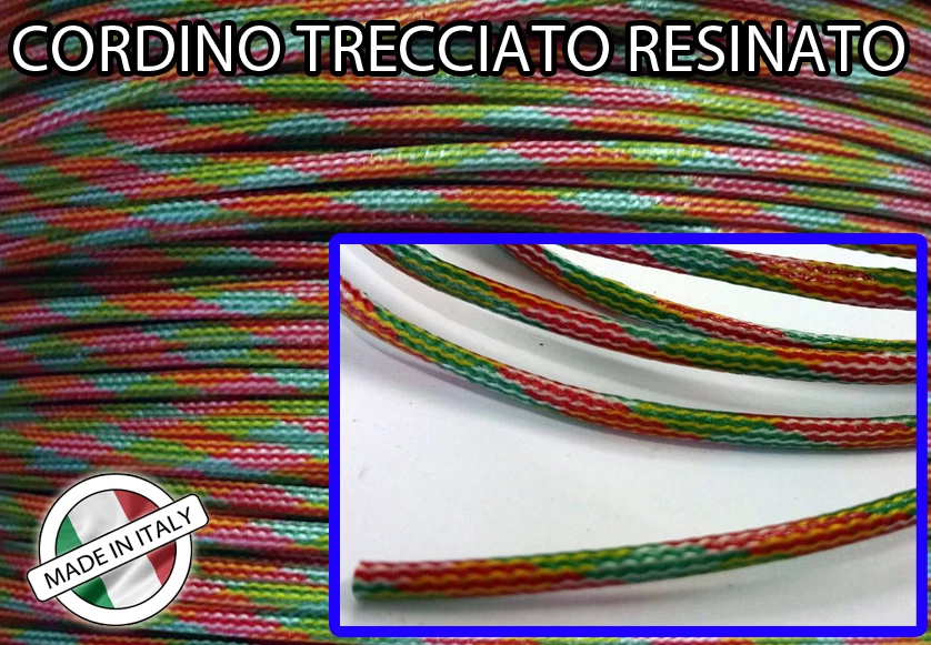 BALCONI PERFORMANCE CORDINO IN COTONE 2 mm TRECCIATO RESINATO per DECORAZIONI BRACCIALETTI BRICOLAGE