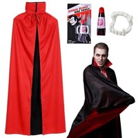 Vampir Umhang Halloween Dracula KostüM Schwarz Rot Karneval