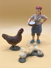 Schleich Lot Hen Chicks Farmer's Wife with Eggs 2008/2011 NC