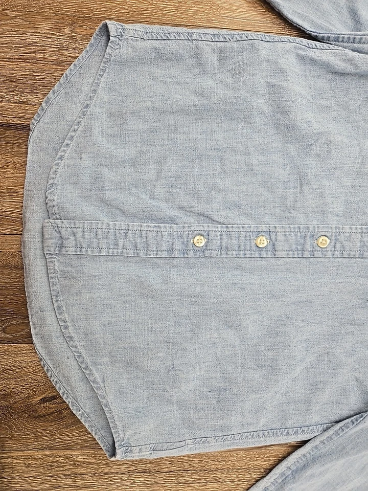 Camisa informal Ralph Lauren para niños pequeña (8) denim cambray con botones manga larga Foto 3 de 4