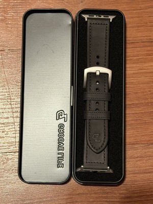 Groove Life Black Apple Leather Watch Band 42/44mm M/L Fits All Apple Series ￼