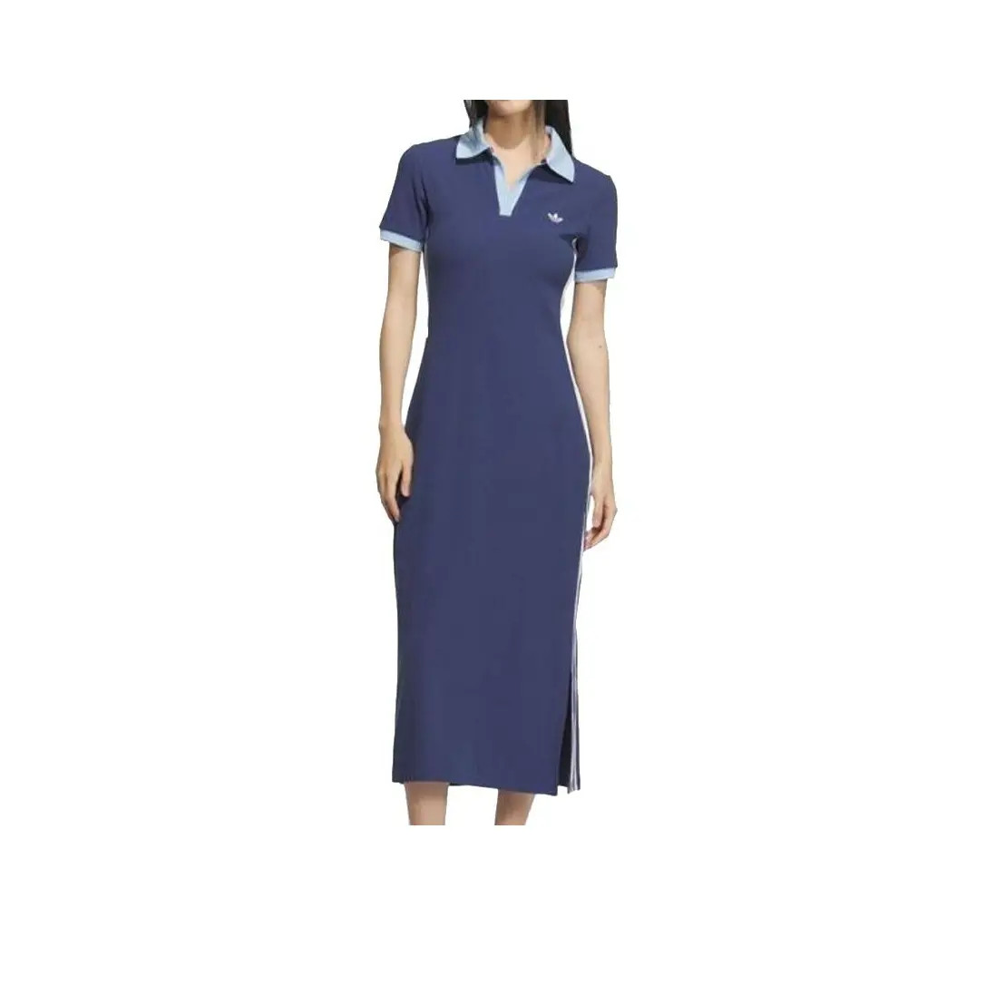 adidas originals Casual Striped Short-Sleeved Dress Women's Blue