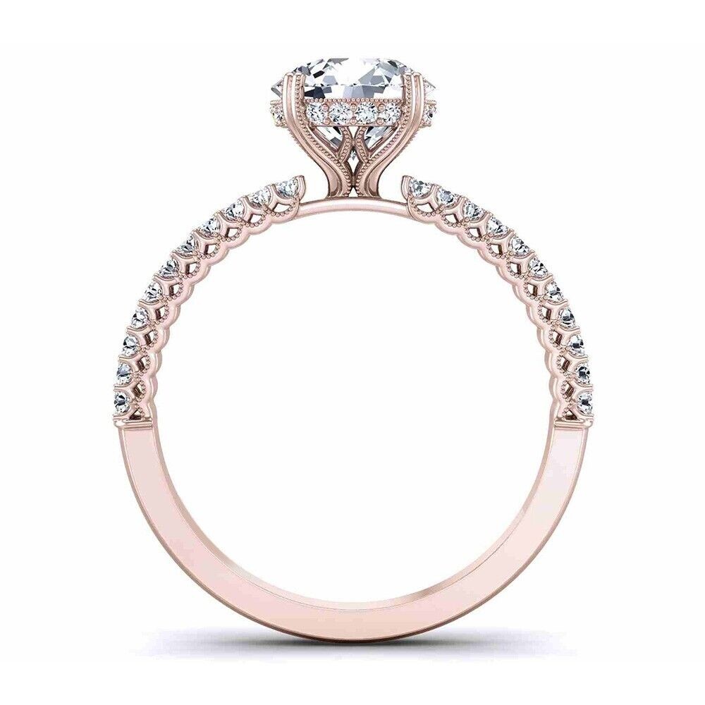 Engagement Ring Solid 18ct Rose Gold Certified Di… - image 3