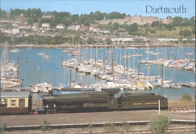 Dartmouth Hafen Dampfzug GWR 7827 Lydham Manor Postkarte J Salmon