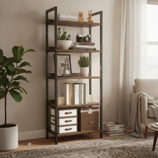 5-Tier Multifunctional Bookshelf with Water-Resistant Finish for Home  Office