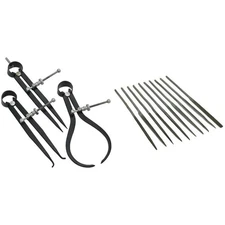 10Pcs sets Inside Outside Divider Caliper 6" 10Pcs Assorted Needle Files Kit