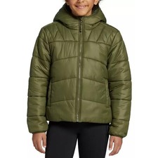 DSG Insulated Puffer Jacket Hooded Zip Front Olive Green Kids Large 14 