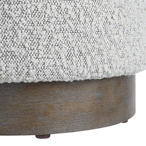 Uttermost 23665 Avila 18 inch Ivory and Warm Gray Boucle Fabric Ottoman - Picture 3 of 4
