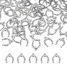 100 Pcs Horseshoe Charm Metal Horseshoe Pendants for Jewelry Making Silver