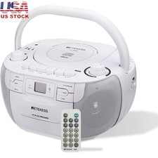 Durable CD Cassette Player Combo AM FM Radio USB TF Card Dual Speakers