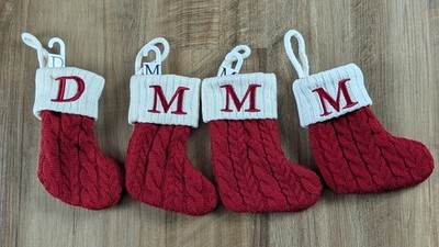 St. Nicholas Square Mini Knit Christmas Stockings   4pc Set (3 M, 1 D) 7.5'' tall