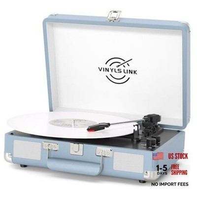 Vinyl Record Player Bluetooth, 3-Speed Turntable Vinyl Player with Cloudy Blue