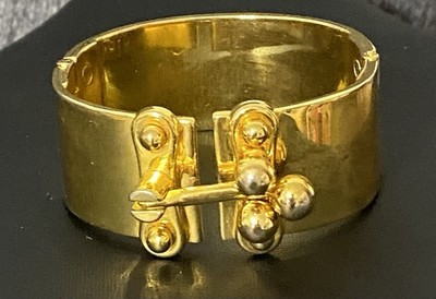 EDDIE BORGO Gold Tone Plated Bangle Hinged Bracelet Ball Latch Cuff