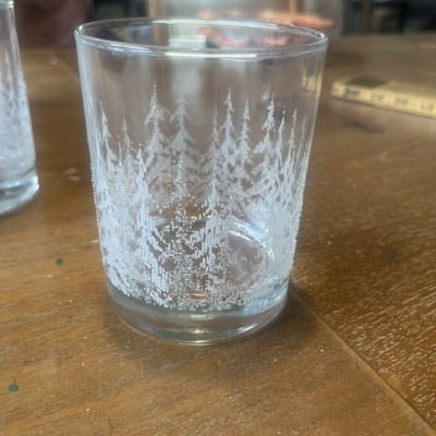 Set of 7 Libbey Frosty Pines Double Old Fashioned Glasses 4'' Rocks Frosted