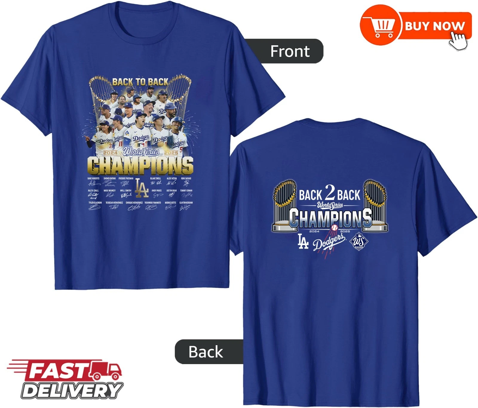 Los Angeles Dodgers World Series Champions Back To Back 2024-2025 TShirt
