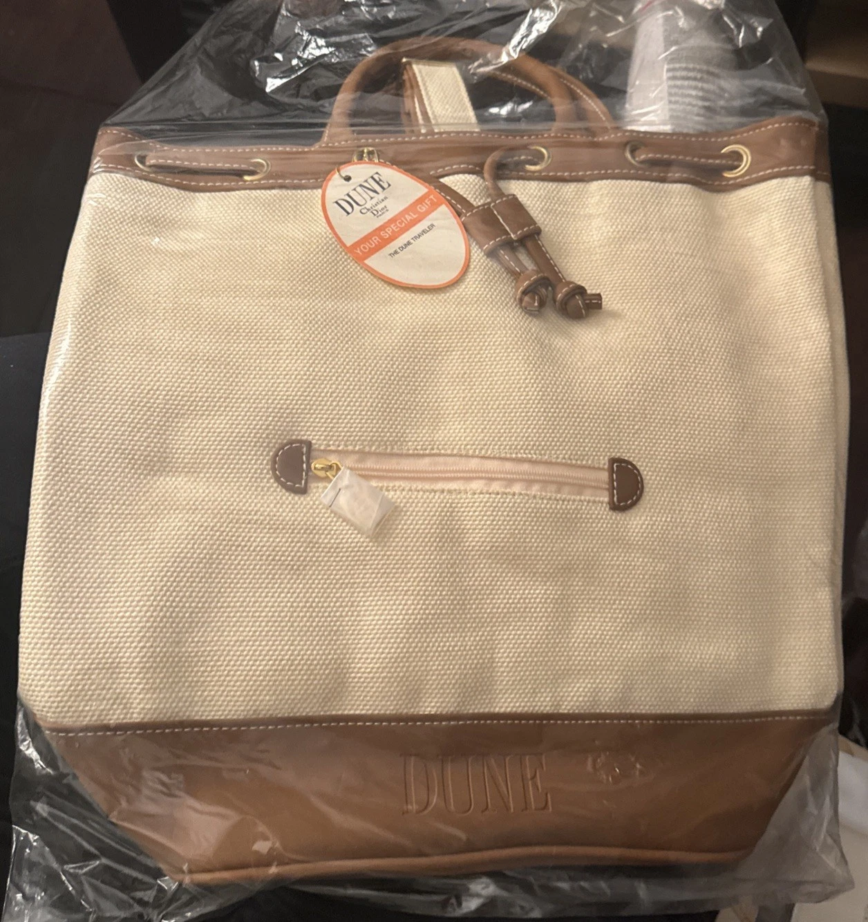 Sac de voyage vintage Christian Dior Dune Cinch toile fourre tout écharpe unique