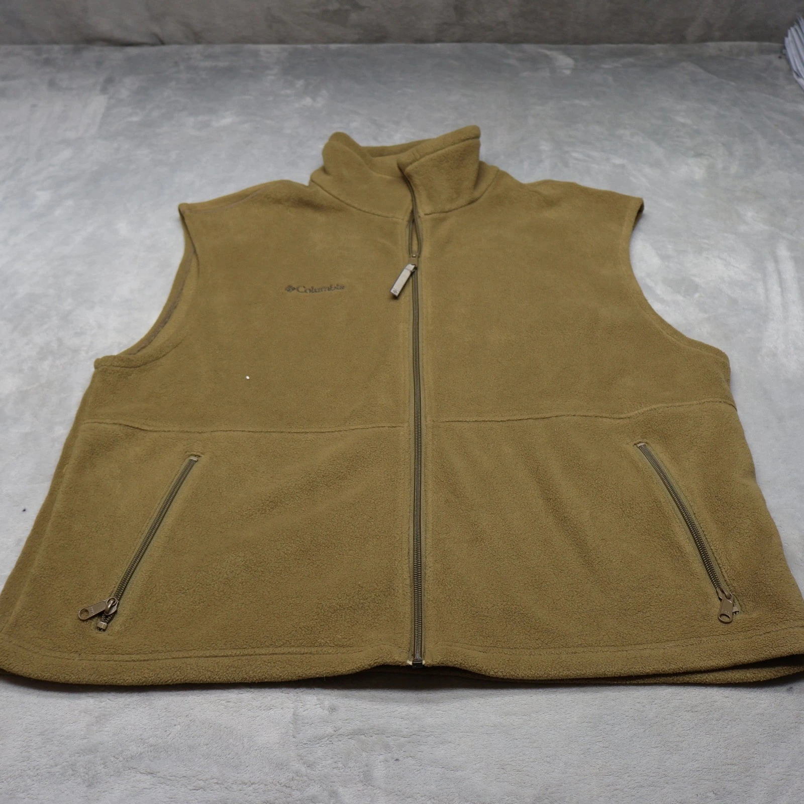 Columbia Vest Mens XL Brown Cathedral Peak Soft Fleece Full Zip Outdoor Hiking