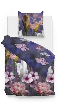 HnL Refined Satin Bettwäsche Dona Blumen 100% Baumwolle 135x200 + 80x80 cm in Vi