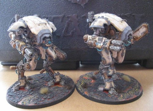40K Imperial Knights Armiger x 2 with Thermal Spear and Reaper chain glaive