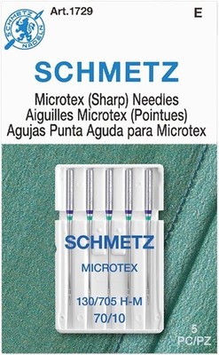 4 Packs SCHMETZ Microtex Sharp Sewing Machine Needles, Size 70/10, 5-Needle Card