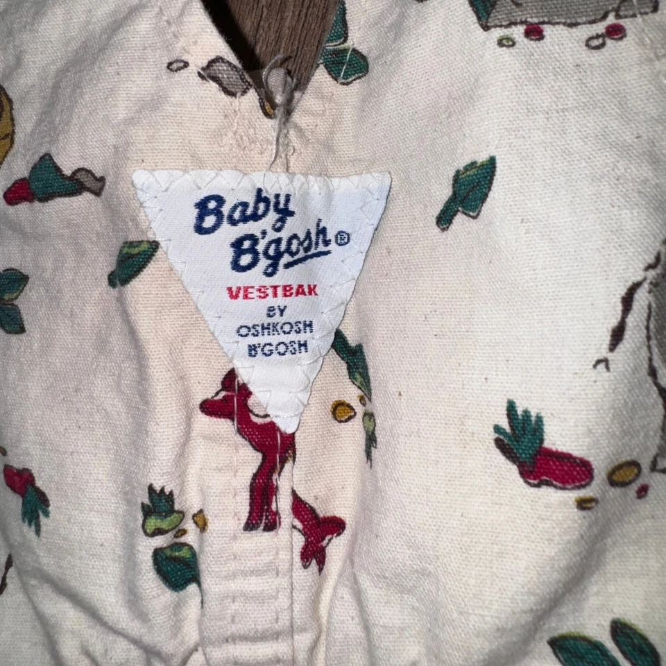 Mono Oshkosh b’ Gosh Vintage Raro Vestbak Safari Estampado Talla 3-6 Meses  Foto 3 de 4