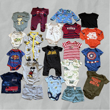 Boys Clothes 0-3/3 Months 20 Piece Bundle Mix Brand Lot Batman Super Man Mickey