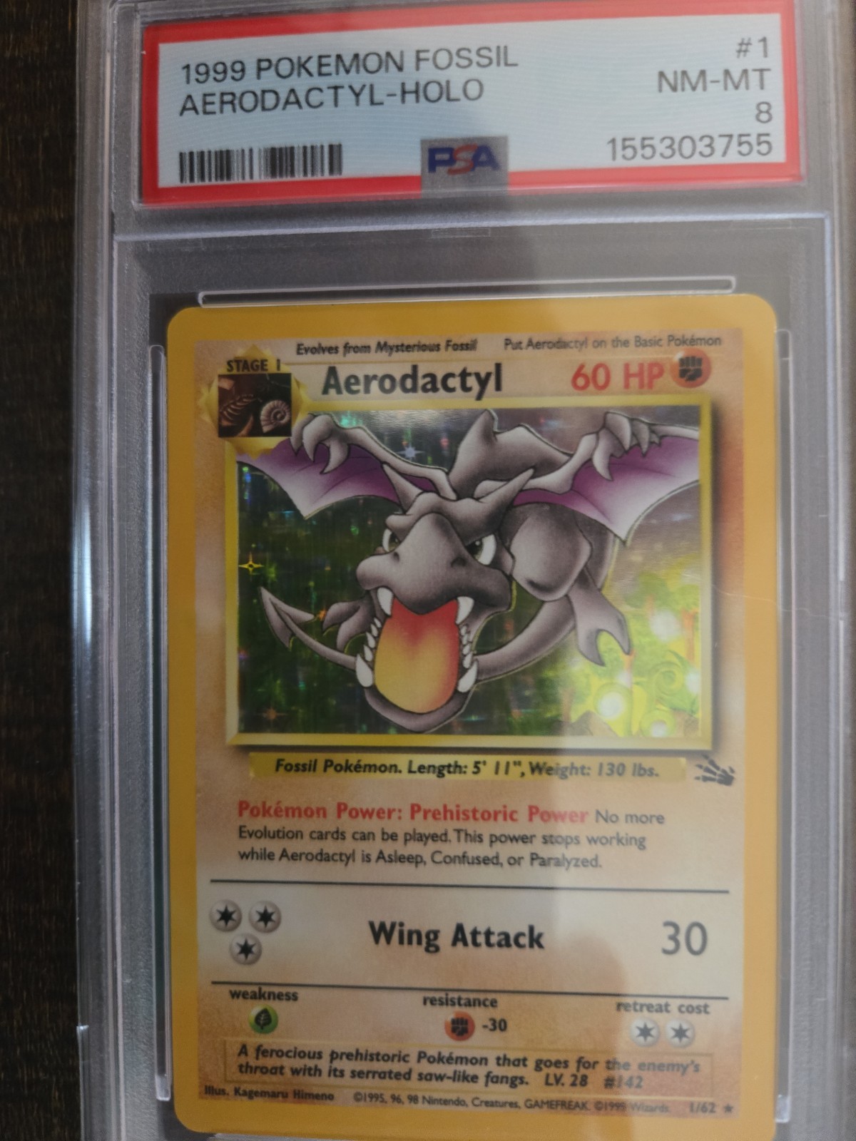 Pokémon TCG Aerodactyl Fossil Holo Psa 8