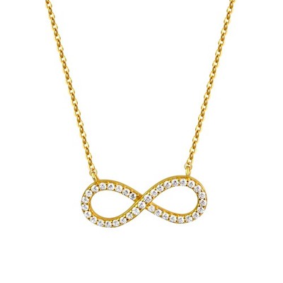 Anhänger mit Kette 925/- Sterling Silber vergoldet Infinity Zirkonia