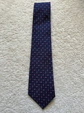 Lauren Ralph Lauren Neck Tie Paisley Navy Blue Silk Made in USA