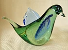 Vintage Murano Style Glass Bird Dove Figurine Green Blue Sommerso 4.5" HEAVY