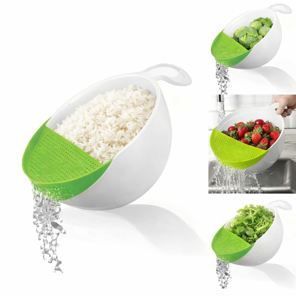 Soak & Strain Bowl Colander with Handle – Fruit, Veg & Rice Drainer (3L / 20cm)