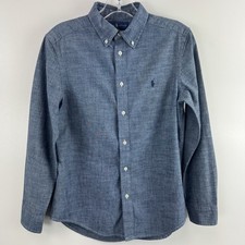 Ralph Lauren Kids Dress Button Down Long Sleeve Shirt Chambray 14-16 Large Boys