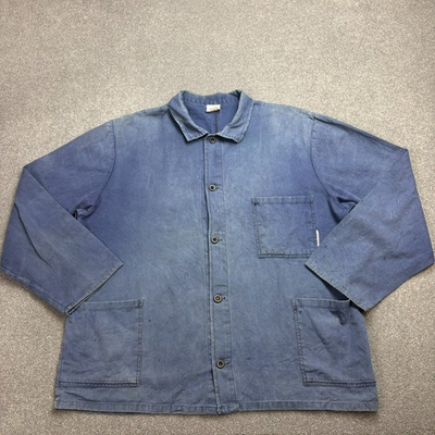 #ad #ad VINTAGE French Jacket Adult Large Blue Sun Faded Workwear Chore Utility Mens GBP 68.99