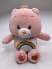 Care Bears Cheer Bear Pink Plush Small 10  2002 Rainbow Stuffed Animal Vintage