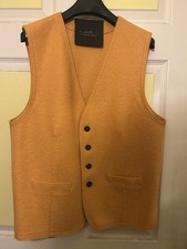 ewooluzione Camel Wool Ochre Yellow Vest Made in Italy Men Size 52 Inner Pockets