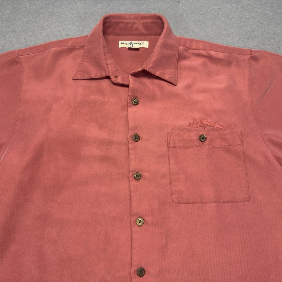 Hook and Tackle Shirt Adult Medium Salmon Embroidered Fishing Camping Casual Men - Image 2 of 4