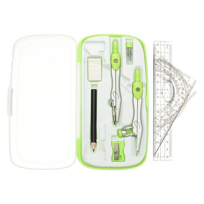 Geometry Precision Tool Set, 11 Pcs Geometry Set for Math, Grass Green(Style 1)