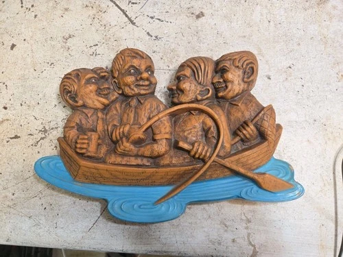 Vintage Olympia Beer Fishing Molded Plastic Wall Plaque Bar Sign