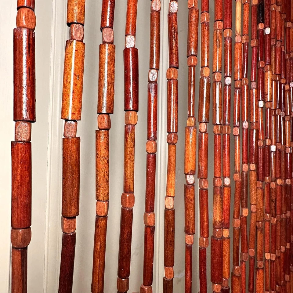 Elegante cortina de cuentas de bambú hecha a mano 36"" W x 79"" L - encanto bohemio para el hogar Foto 3 de 4