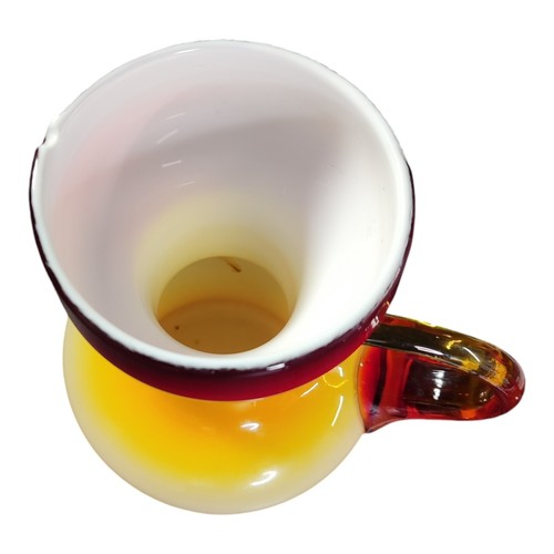 Vintage Polish Glass Jug Pitcher – Red, Yellow & Orange Gradient, 10'' Tall - Picture 3 of 8