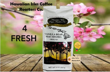 FOUR 4 Hawaiian Isles Coffee VANILLA BEAN MACADAMIA NUT Flavor 8oz Ground