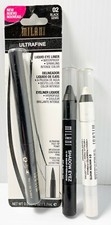 MILANI Ultrafine Liquid Eyeliner Black Gems  SHADOW EYEZ Pencil- White, Black